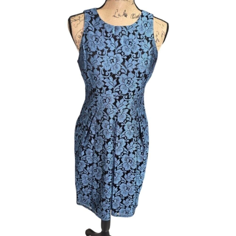 Eliza J. Elegant Blue Floral Lace Party Cocktail Formal Dress Size 6P PETITE New